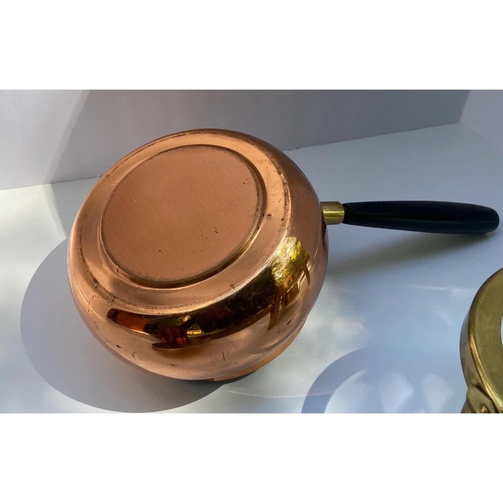 Copper & Brass Vintage Fondue Boiler Pot With Stand & Candle Holder